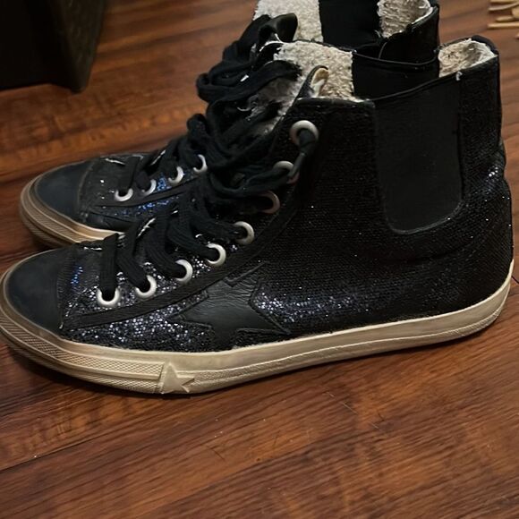 Golden Goose Navy/Black Sequin Hi Top Sneaker No BOX - Authetic Sneaker - Picture 3 of 9